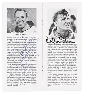 (ASTRONAUTS--APOLLO--MERCURY.) Two Explorer's Club programs, Signed by 5 members of the prime crews of Apollo or Mercury missions.